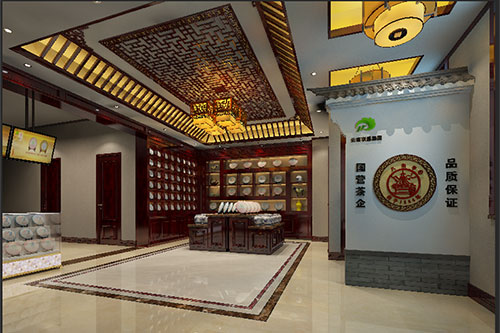 瑞金古朴典雅的中式茶叶店大堂设计效果图